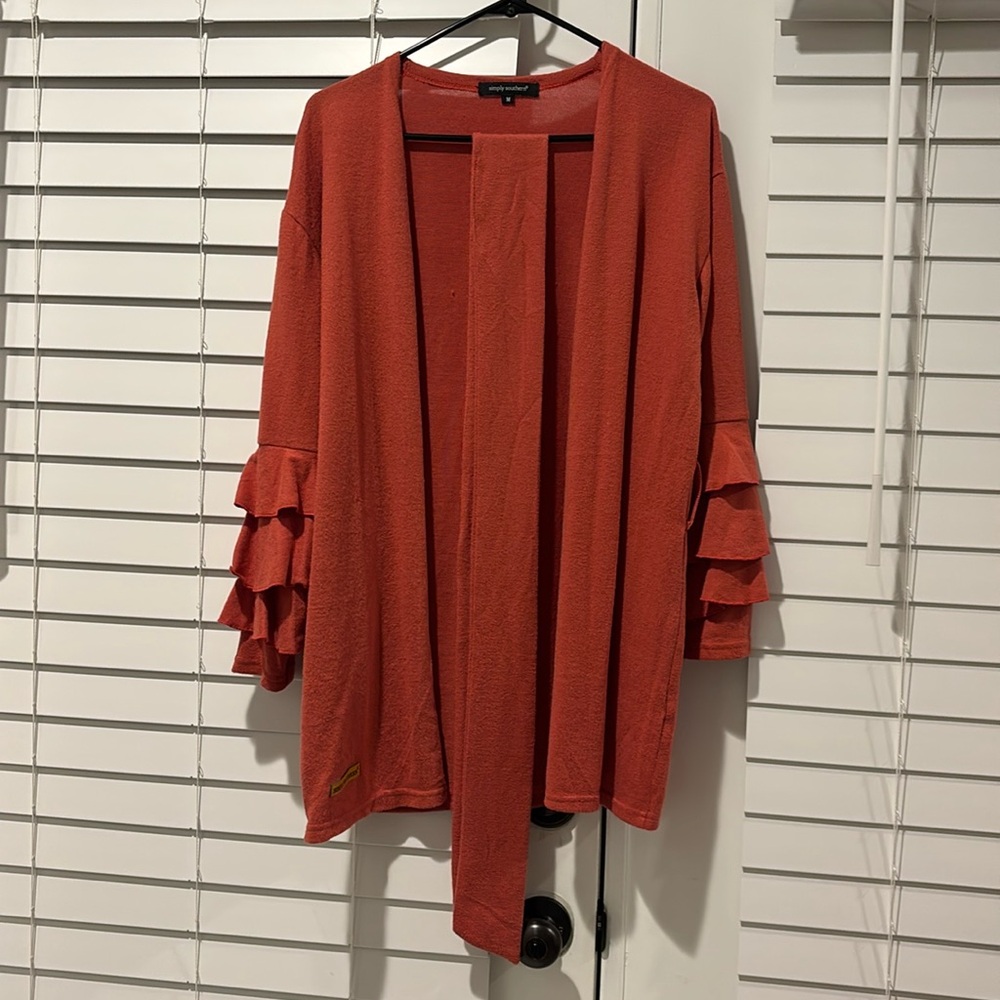 Simply Southern long cardigan w/ belt
Size M
Rust color
Excellent condition